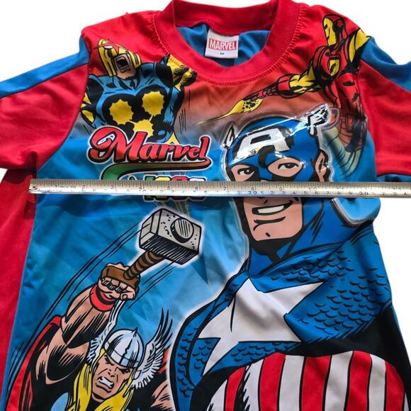 Marvel Avengers Caped Short Sleeve Shirt Kid SZ M Cosplay Halloween Superhero - Picture 4 of 5